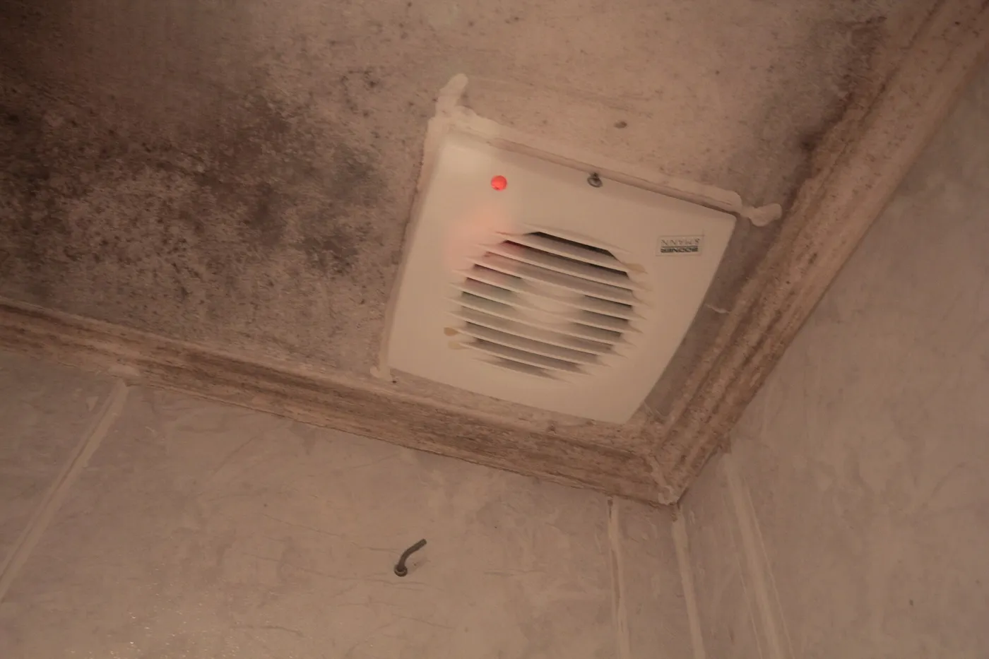 Mould around an extractor vent in a bathroom