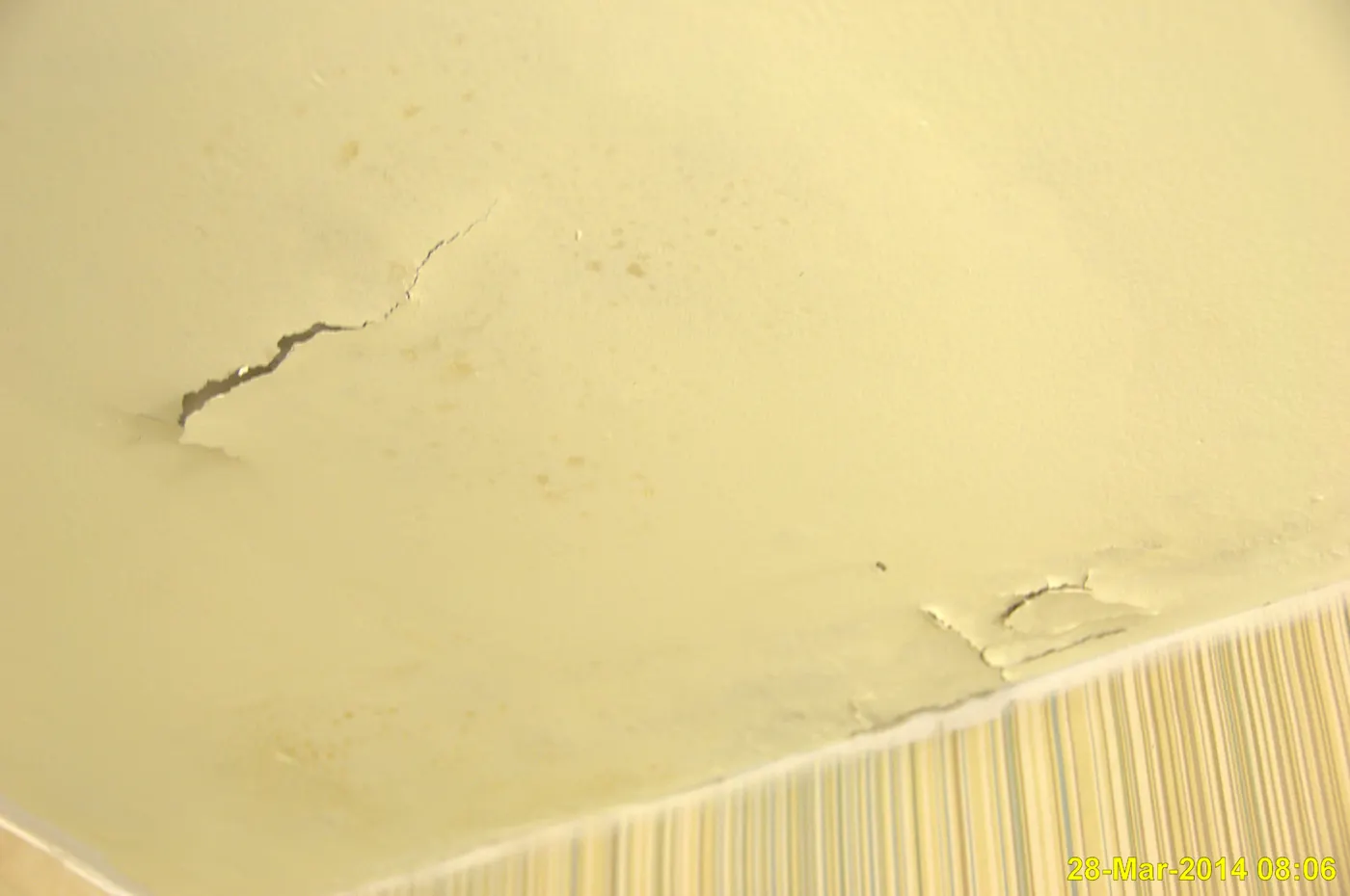 Stained and damaged interior ceiling