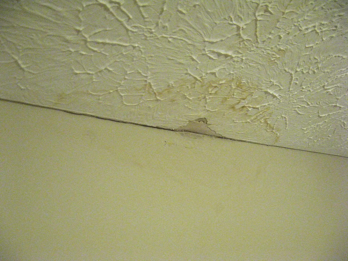 Water damage to a ceiling